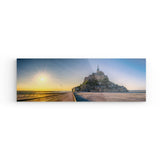Acryl auf Metal | "La baie brille d'or - Mont Saint Michel bei Sonnenschein (Panorama)"