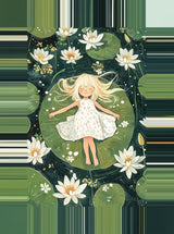 Leinwand - Stärke 4cm | Seerosenzauber - Mädchen auf Blättern im Wassertraum