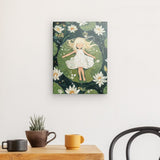 Leinwand - Stärke 4cm | Seerosenzauber - Mädchen auf Blättern im Wassertraum