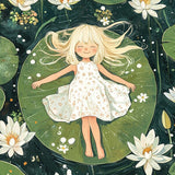 Photoboard (gerahmt) | Seerosenzauber - Mädchen auf Blättern im Wassertraum