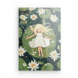 Acrylglas auf Alu-Dibond | Seerosenzauber - Mädchen auf Blättern im Wassertraum