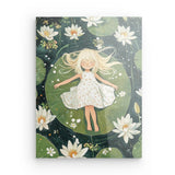 Acrylglas auf Alu-Dibond | Seerosenzauber - Mädchen auf Blättern im Wassertraum