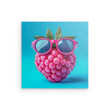 Alu Dibond (matt) | Berrylicious Attitude - Stylishe Himbeere mit Sonnenbrille