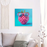 Alu Dibond (matt) | Berrylicious Attitude - Stylishe Himbeere mit Sonnenbrille