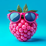 Alu Dibond (glänzend) | Berrylicious Attitude - Stylishe Himbeere mit Sonnenbrille