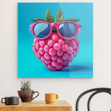 Acrylglas | Berrylicious Attitude - Stylishe Himbeere mit Sonnenbrille