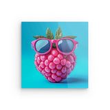 Acrylglas auf Alu-Dibond | Berrylicious Attitude - Stylishe Himbeere mit Sonnenbrille