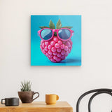 Acrylglas auf Alu-Dibond | Berrylicious Attitude - Stylishe Himbeere mit Sonnenbrille