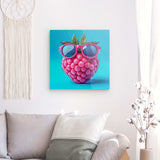 Acrylglas auf Alu-Dibond | Berrylicious Attitude - Stylishe Himbeere mit Sonnenbrille