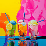 MIXPIX® (gerahmt) | Ice cream in the sunshine - Pop-Art Eisbecher in leuchtenden Farben