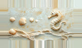 Leinwand - Stärke 4cm | Meerespoesie in Sandfarben - Seepferdchen auf Muschelrelief