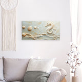 Alu Dibond (matt) | Meerespoesie in Sandfarben - Seepferdchen auf Muschelrelief