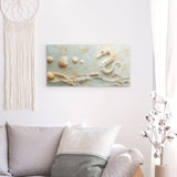 Acrylglas | Meerespoesie in Sandfarben - Seepferdchen auf Muschelrelief