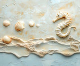 Mauspad | Meerespoesie in Sandfarben - Seepferdchen auf Muschelrelief