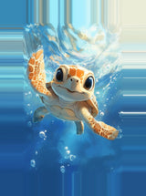 Leinwand - Stärke 4cm | Flossen voraus! - Niedliche Baby-Schildkröte im türkisblauen Meer (hoch)