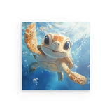 Photoboard / Hartschaum | Flossen voraus! - Niedliche Baby-Schildkröte im türkisblauen Meer (hoch)
