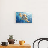 Leinwand - Stärke 2cm | Flossen voraus! - Niedliche Baby-Schildkröte im türkisblauen Meer (quer)