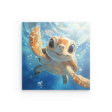 Photoboard / Hartschaum | Flossen voraus! - Niedliche Baby-Schildkröte im türkisblauen Meer (quer)