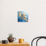 Photoboard / Hartschaum | Flossen voraus! - Niedliche Baby-Schildkröte im türkisblauen Meer (quer)