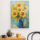 Photoboard / Hartschaum | Sommerblüten in Gelb - Ausdrucksstarke Sonnenblumen in Keramikvase