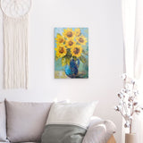 Photoboard / Hartschaum | Sommerblüten in Gelb - Ausdrucksstarke Sonnenblumen in Keramikvase