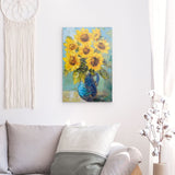 Photoboard / Hartschaum | Sommerblüten in Gelb - Ausdrucksstarke Sonnenblumen in Keramikvase