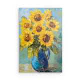 Alu Dibond (matt) | Sommerblüten in Gelb - Ausdrucksstarke Sonnenblumen in Keramikvase