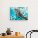 Leinwand - Stärke 4cm | Kind der Wellen - Zauberhafte Meerjungfrau im türkisfarbenen Ozean