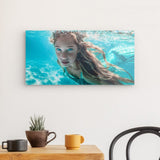 Acrylglas auf Alu-Dibond | Kind der Wellen - Zauberhafte Meerjungfrau im türkisfarbenen Ozean