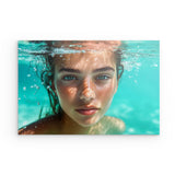 Photoboard / Hartschaum | Schweben im Licht - Porträt einer jungen Frau im türkisblauen Meer