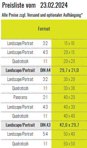 Neue Formate, Materialien, Preise und Versandkosten