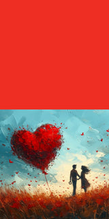 Plüschkissen (Rot) | Love on a butterfly field - Liebespaar auf einer Schmetterlingswiese