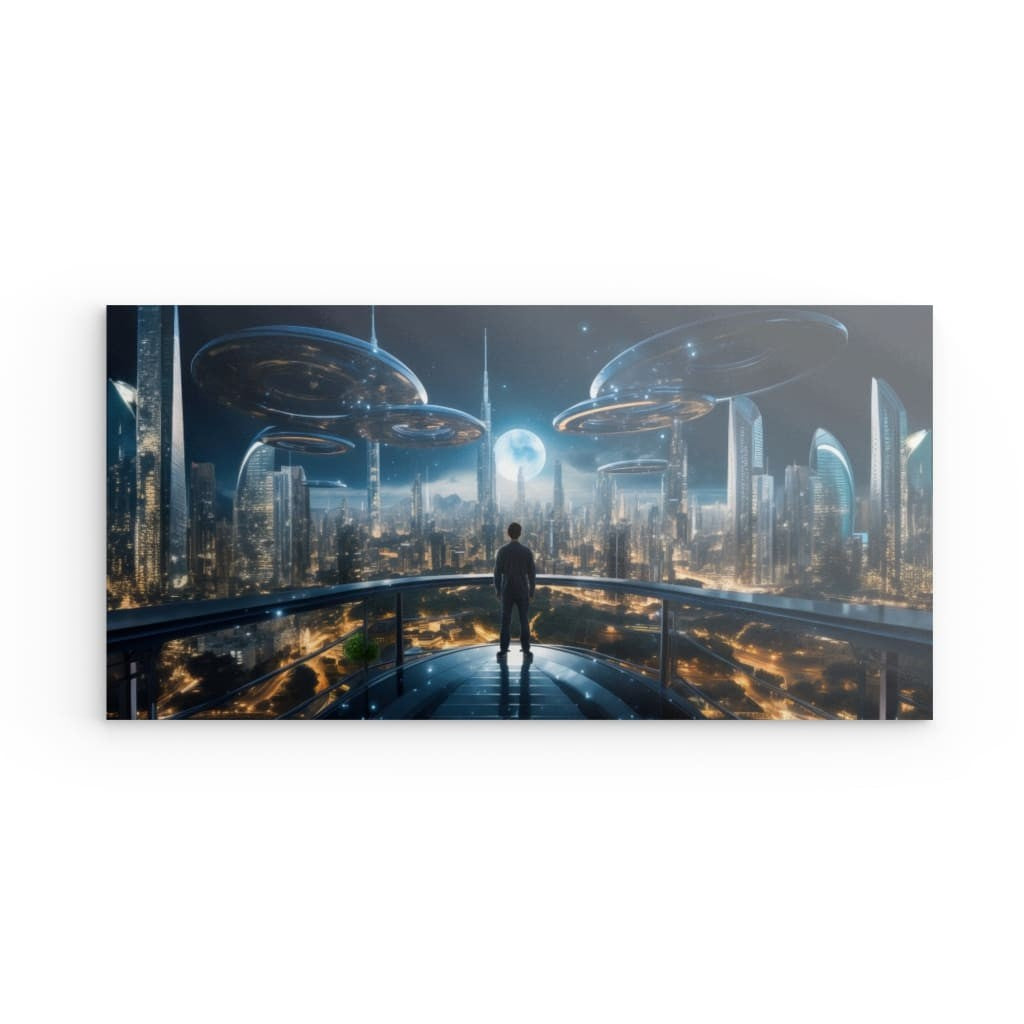 Wandbild auf Photoboard | Dreamland - Future city by night