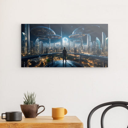 Wandbild auf Photoboard | Dreamland - Future city by night