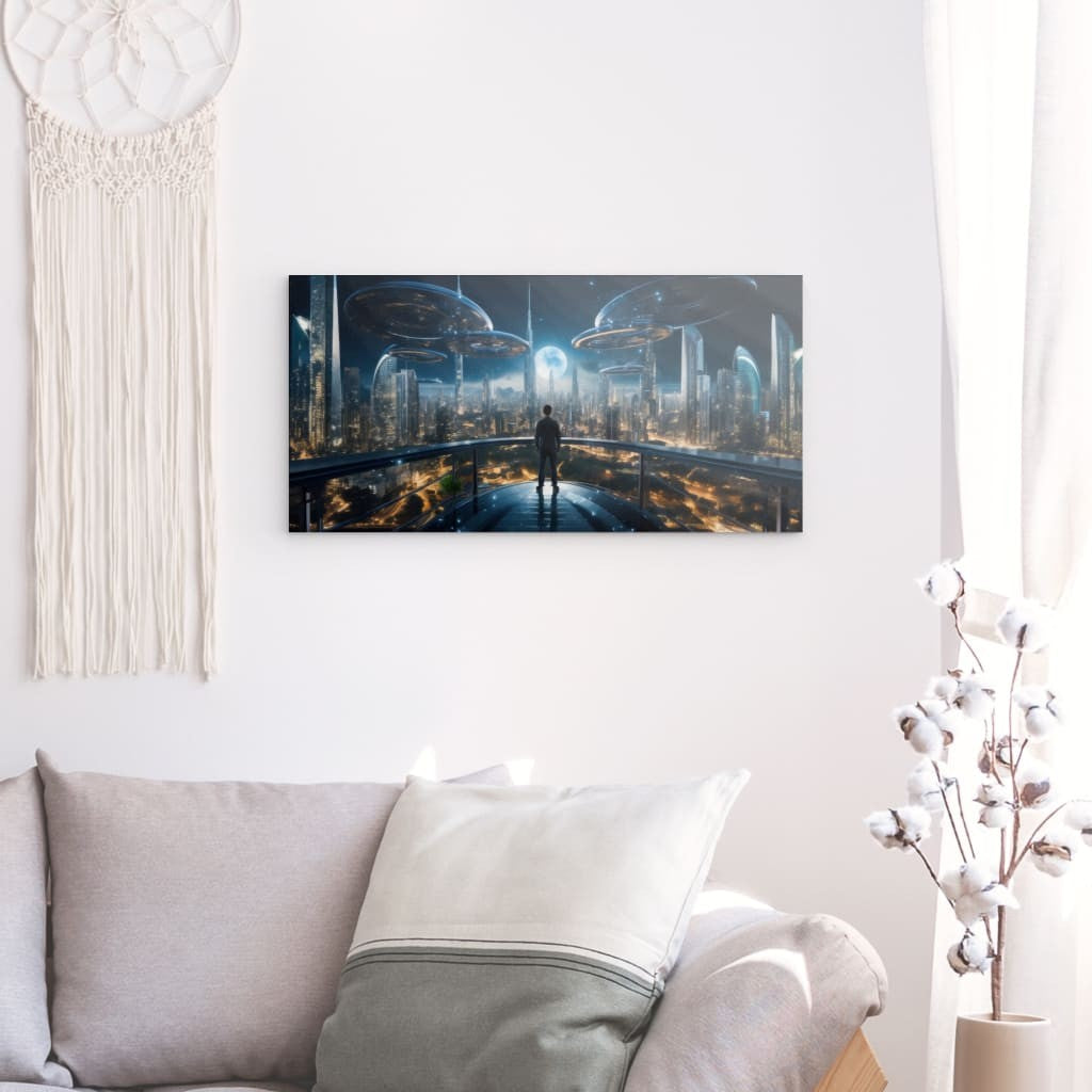 Wandbild auf Photoboard | Dreamland - Future city by night