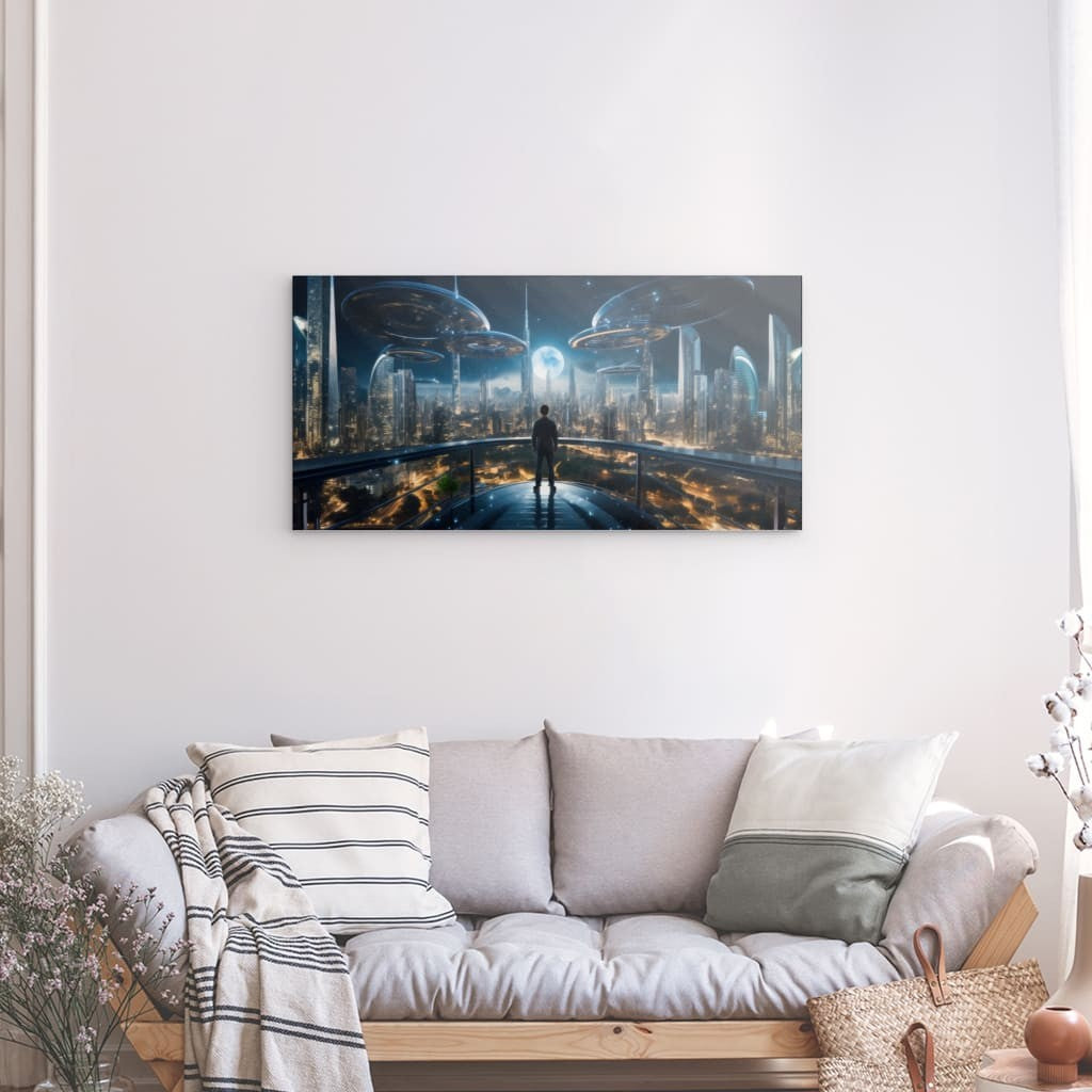 Wandbild auf Photoboard | Dreamland - Future city by night