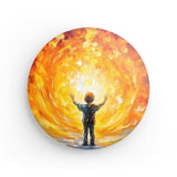 Rundes Wandbild | Kids create light - Kind im magischen Licht