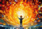 Leinwand - Stärke 2cm | Kids create light - Kind im magischen Licht