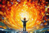 Leinwand - Stärke 2cm | Kids create light - Kind im magischen Licht