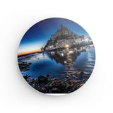 Rundes Wandbild auf Photoboard | La baie de nuit - Mont-Saint-Michel bei Nacht