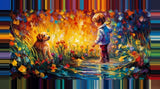 Leinwand - Stärke 2cm | Light of connection 1 - Kind mit Hund