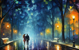 Poster gerahmt | Walk on the Street - Spaziergang im Farbenspiel der Nacht