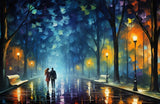 Poster gerahmt | Walk on the Street - Spaziergang im Farbenspiel der Nacht