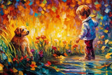 Poster ab 15 EUR | Light of connection 1 - Kind mit Hund