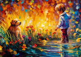 Poster ab 15 EUR | Light of connection 1 - Kind mit Hund
