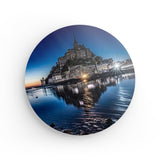 Rundes Wandbild | La baie de nuit - Mont-Saint-Michel bei Nacht