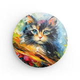 Rundes Wandbild | Süßes Katzenbild in leuchtenden Farben - Cat's delight
