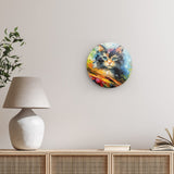 Rundes Wandbild | Süßes Katzenbild in leuchtenden Farben - Cat's delight