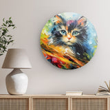 Rundes Wandbild | Süßes Katzenbild in leuchtenden Farben - Cat's delight