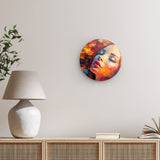 Rundes Wandbild | Träumende Frau in buntem Farbenspiel - Woman's dreamlight 1
